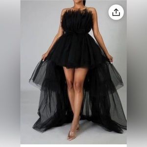 Black High low prom dress, Birthday dress, Halloween costume.